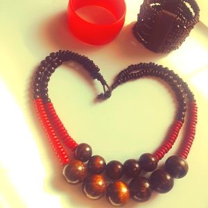 Red/ Brown- Necklace and bracelets